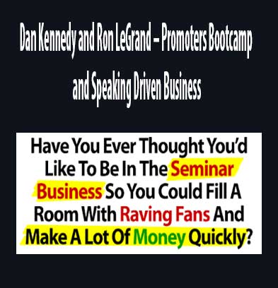 Promoters Bootcamp and Speaking Driven Business download. And, Promoters Bootcamp and Speaking Driven Business Free. Then,Promoters Bootcamp and Speaking Driven Business groupbuy. Promoters Bootcamp and Speaking Driven Business review, Dan Kennedy and Ron LeGrand Author
